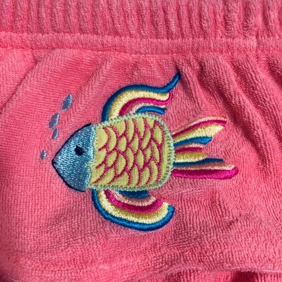 Palm Harbour 80s Playsuit Romper Sz L Tube Top Pink Lipstick Fish Embroider Cove - Picture 5 of 11